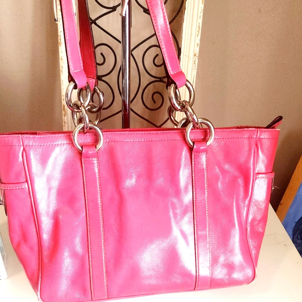 Coach Pink Patent Leather East/West Tote Bag - Picture 2 of 7